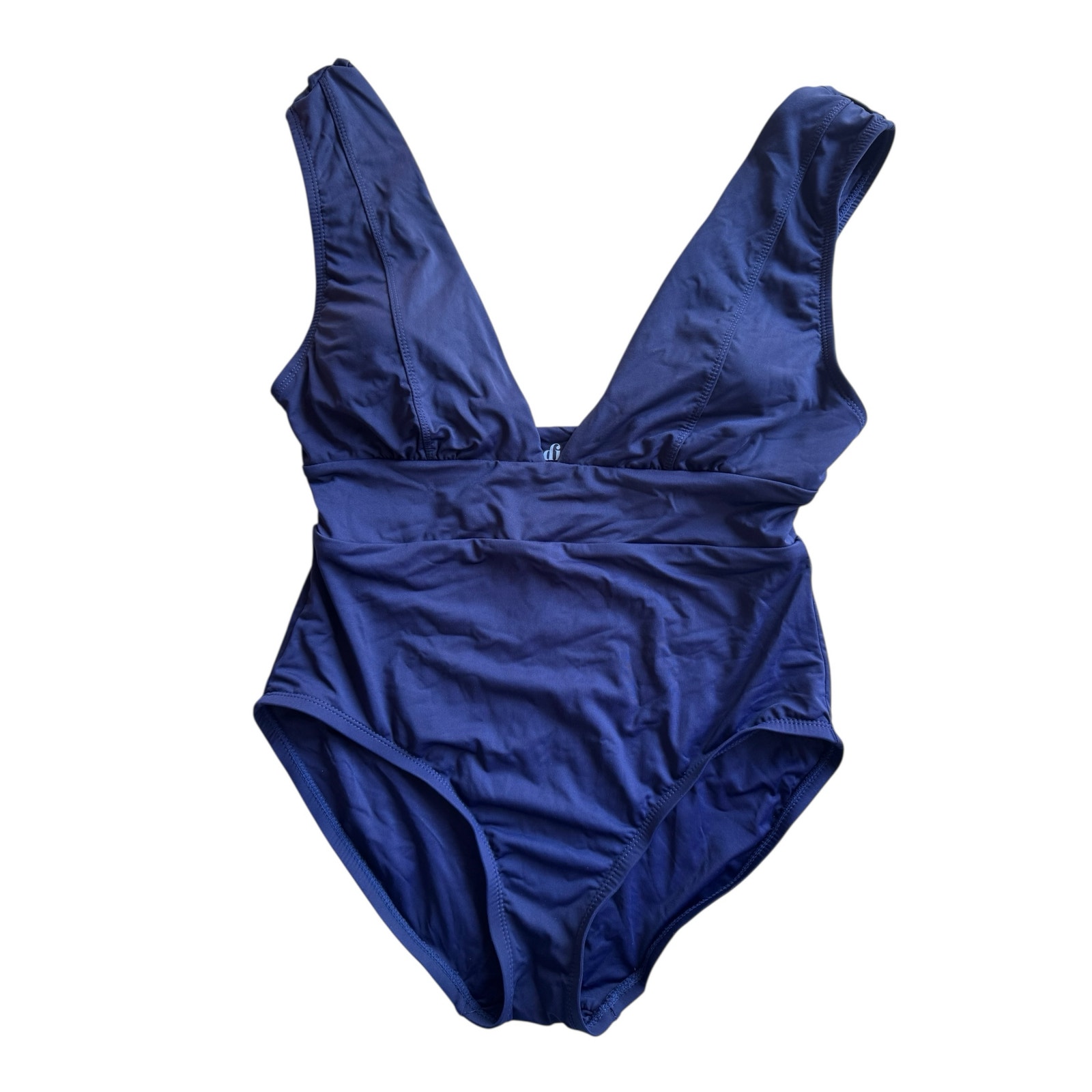 Andie Mykonos One Piece Swim Suit In Blue Sz Medium Plunge V-Neck Full Coverage